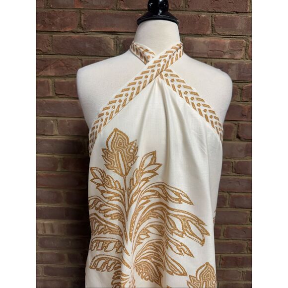Palm Tree Women’s Gold & Cream Halter Dress Size 2XL NEW - Picture 3 of 5